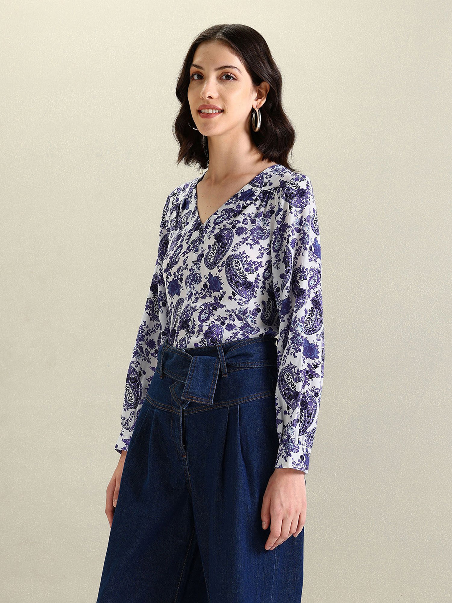 U.S. Polo Assn. Blue Floral Print Top