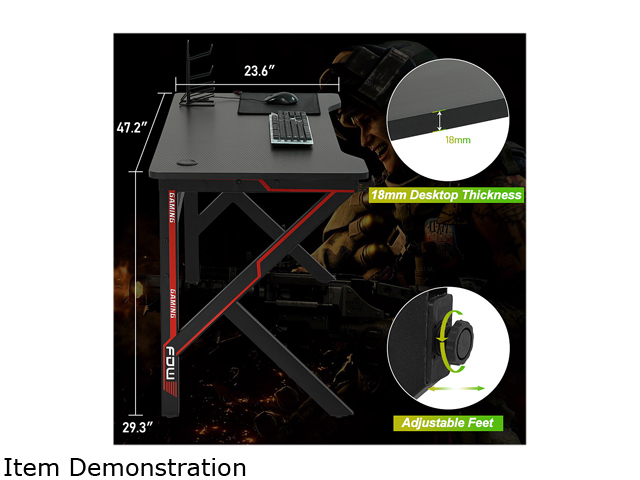 Gaming Desk Computer Desk Home Office Desk Extra Large Modern Ergonomic Black PC Carbon Fiber Writing Desk Table with Cup Holder Headphone Hook