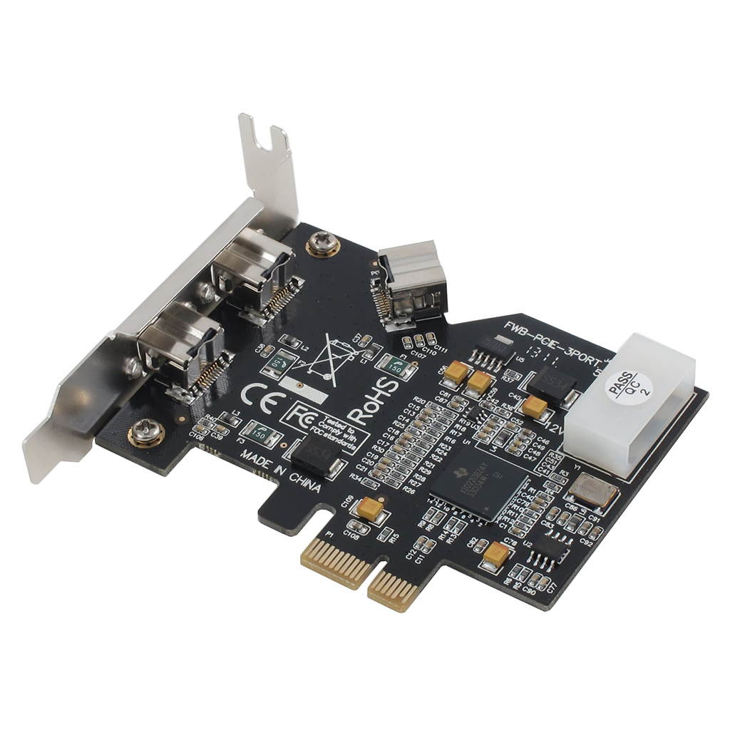 SEDNA - PCI-Express IEEE 1394b FireWire 3 Port Controller Card ( 2 External + 1 Internal ) with Low Profile Bracket