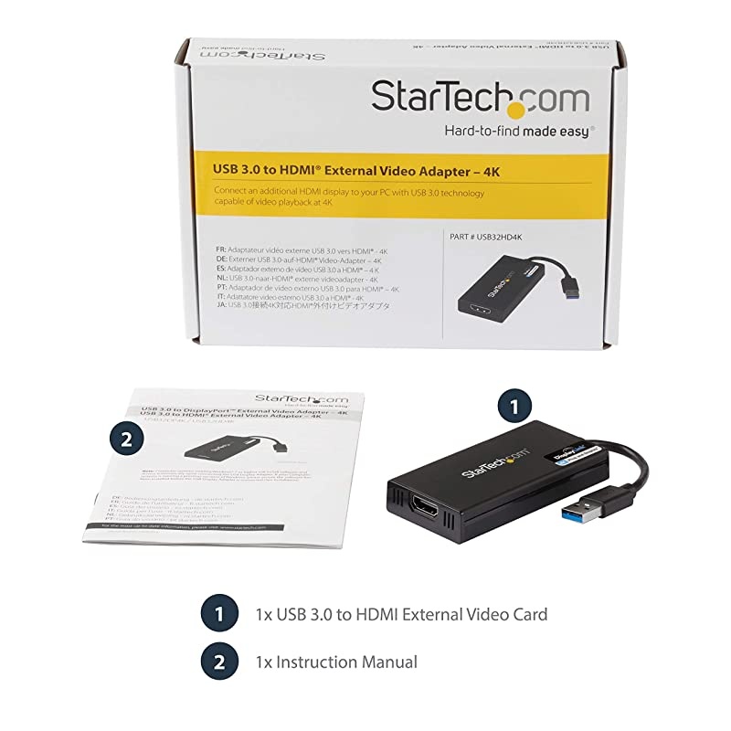 com USB 30 to HDMI Display Adapter 4K Ultra HD DisplayLink Certified Video Converter w External Graphics Card Mac Windows USB32HD4KBlack