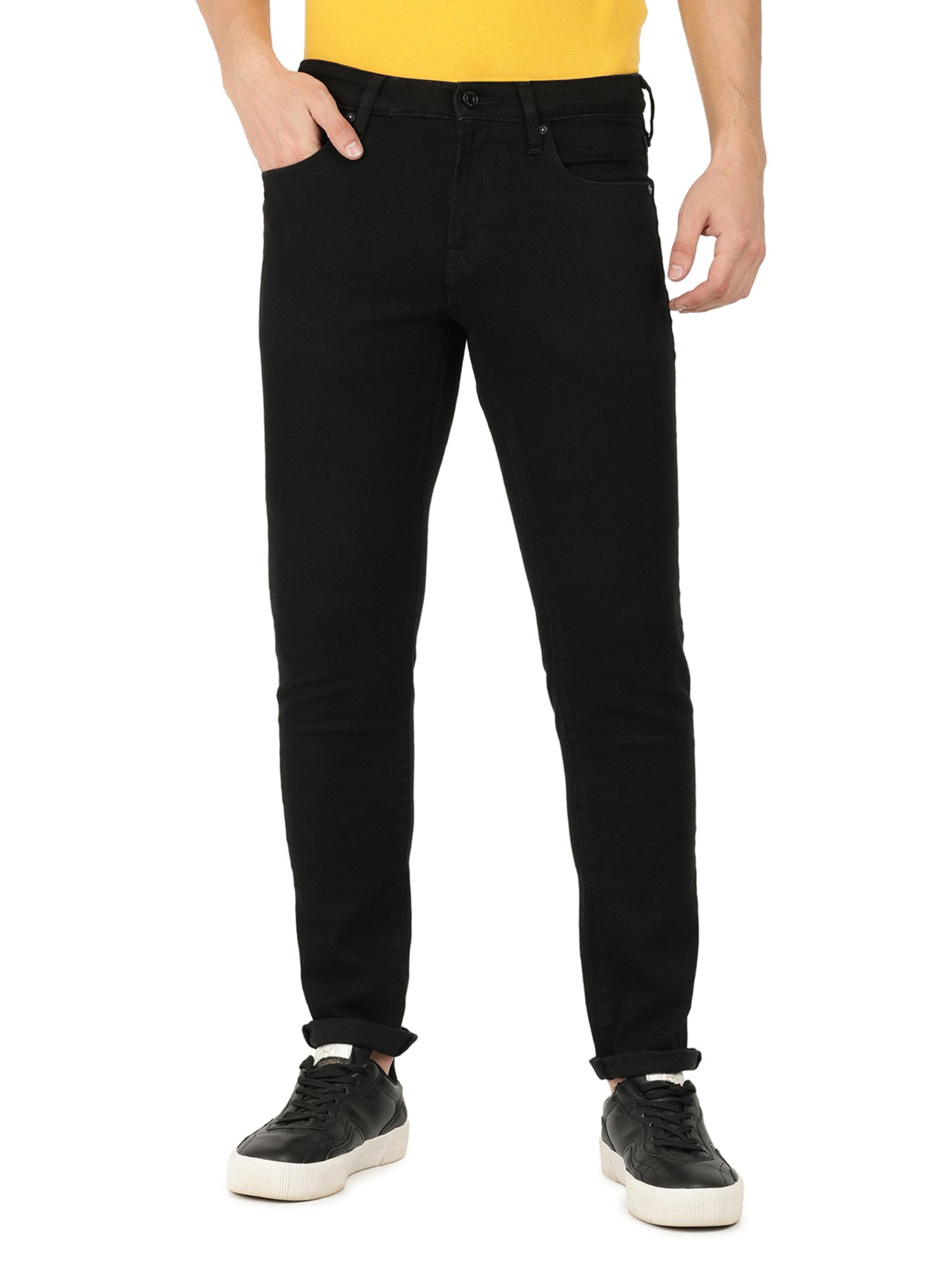 EVERBLUE Black Tapered slim Fit Midrise Stretchable Jeans