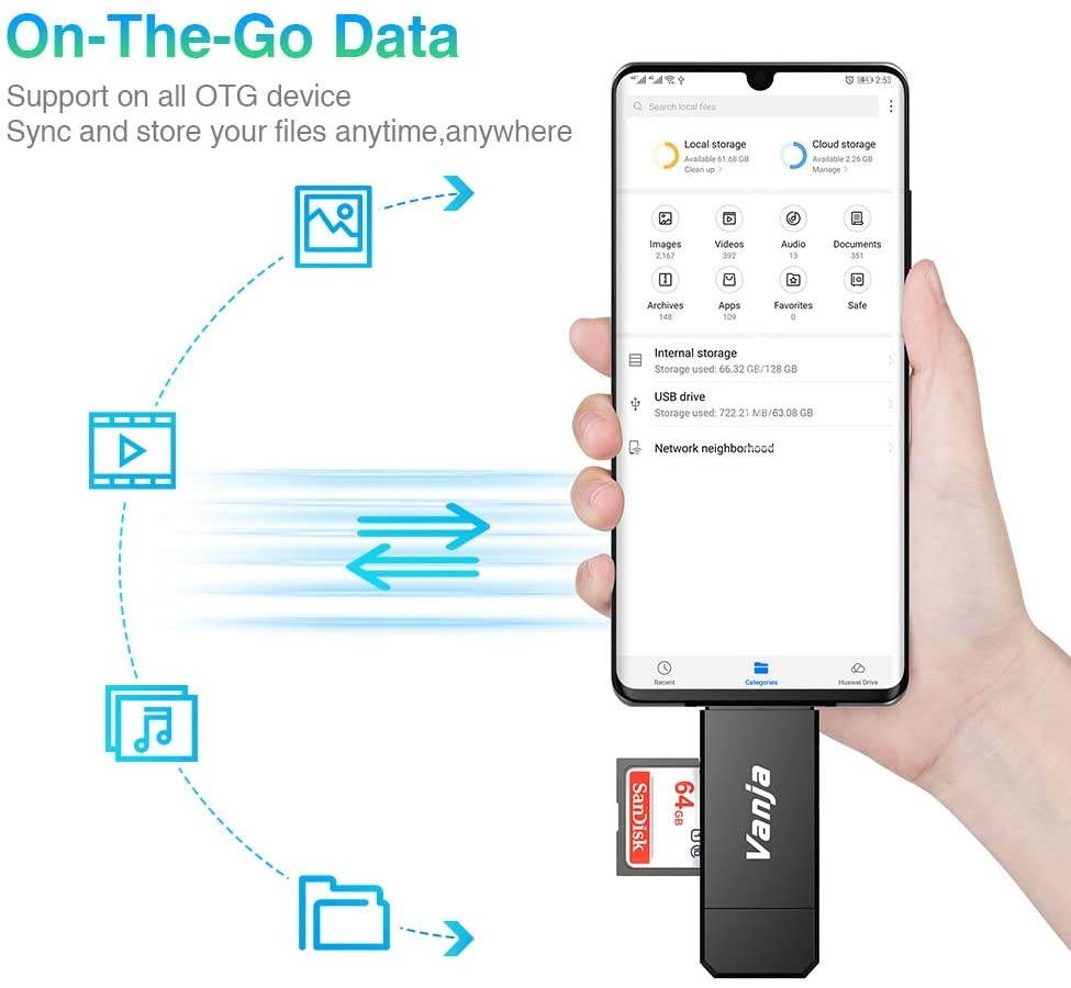 Vanja USB Type C SD Card Reader USB 3.0 Micro SD Card Reader OTG Adapter for TF SD Micro SD SDXC SDHC MMC RS-MMC Micro SDXC Micro SDHC UHS-I for Mac Windows Linux PC Laptop