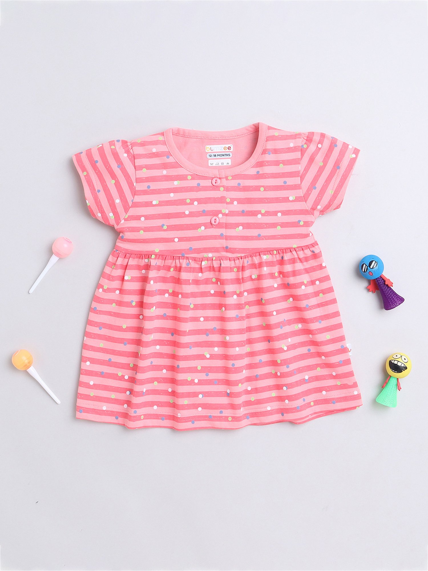 Bumzee Kids Coral Striped Frock