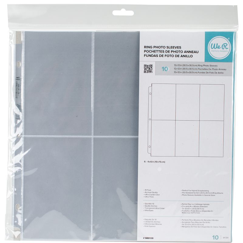We R Ring Photo Sleeves 12"X12" 10/Pkg-(6) 6"X4" Pockets