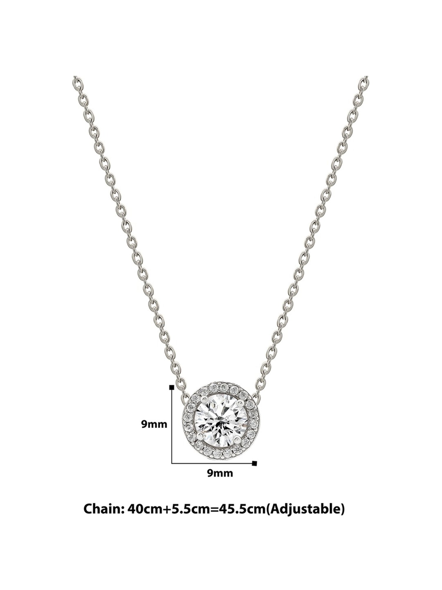 Silberry 92.5 Sterling Silver Crystal Gloss Necklace