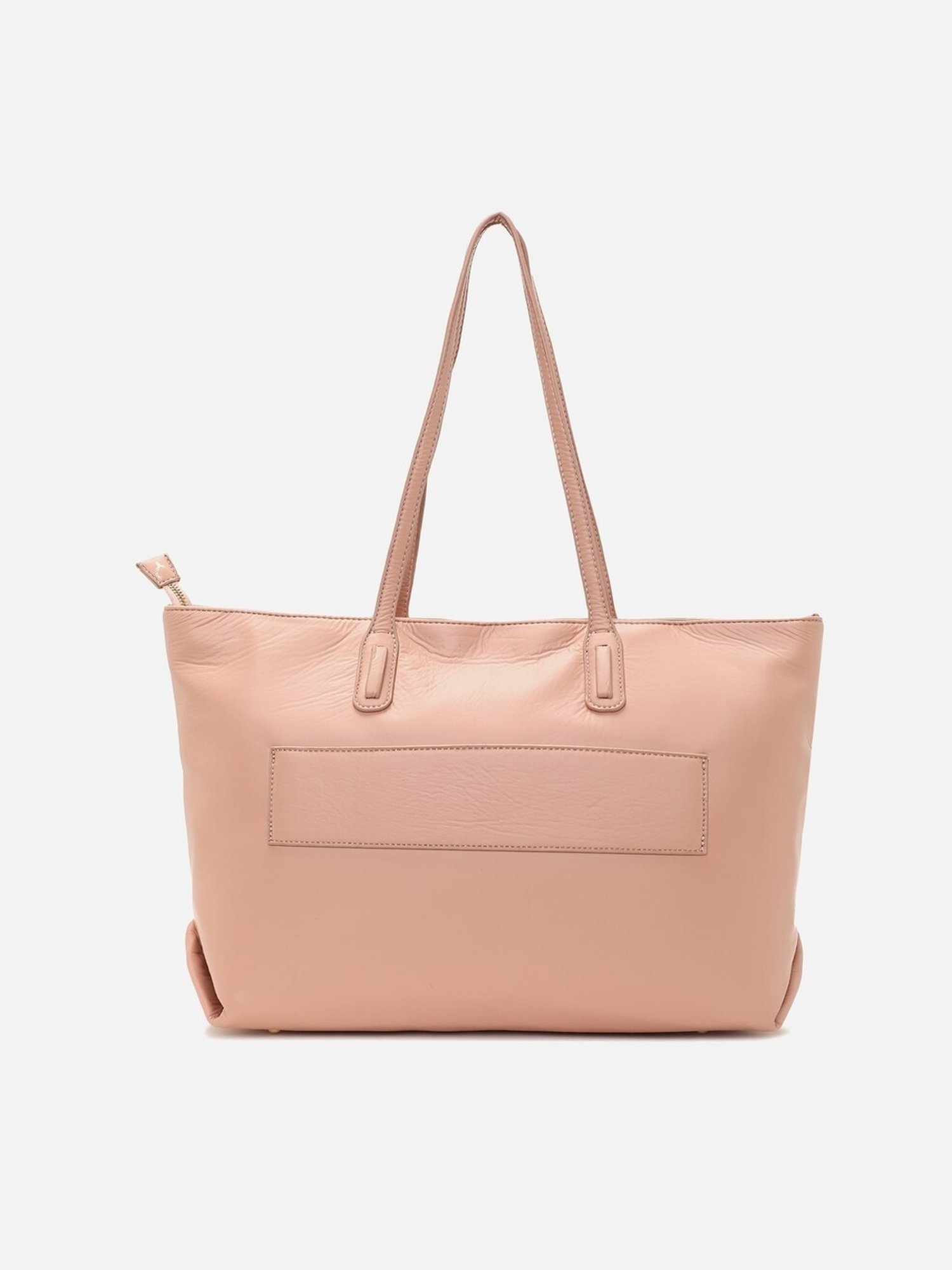 Allen Solly Peach Textured Medium Tote Handbag