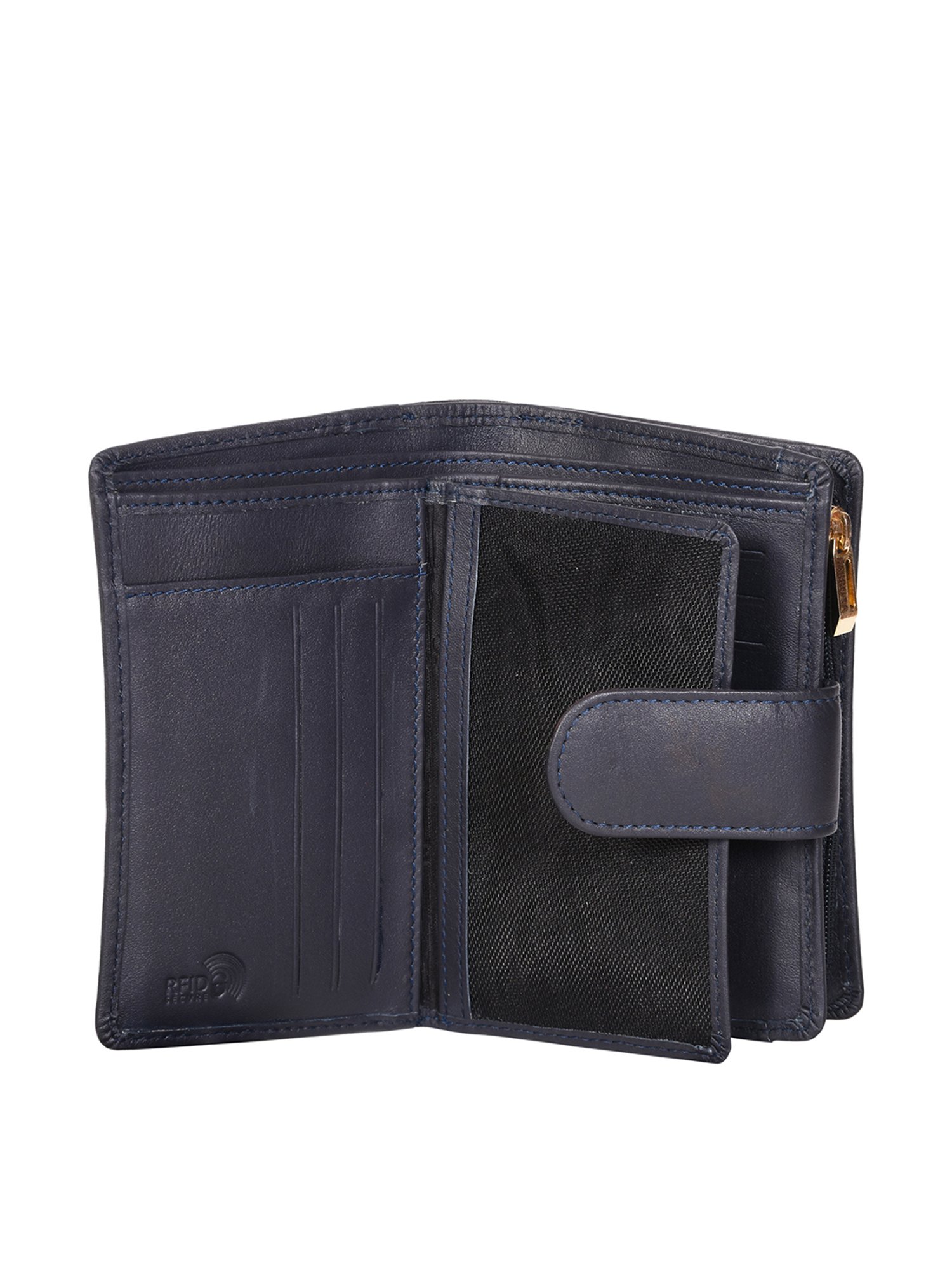 SASSORA Navy Solid Rfid Bi-Fold Wallet for Women