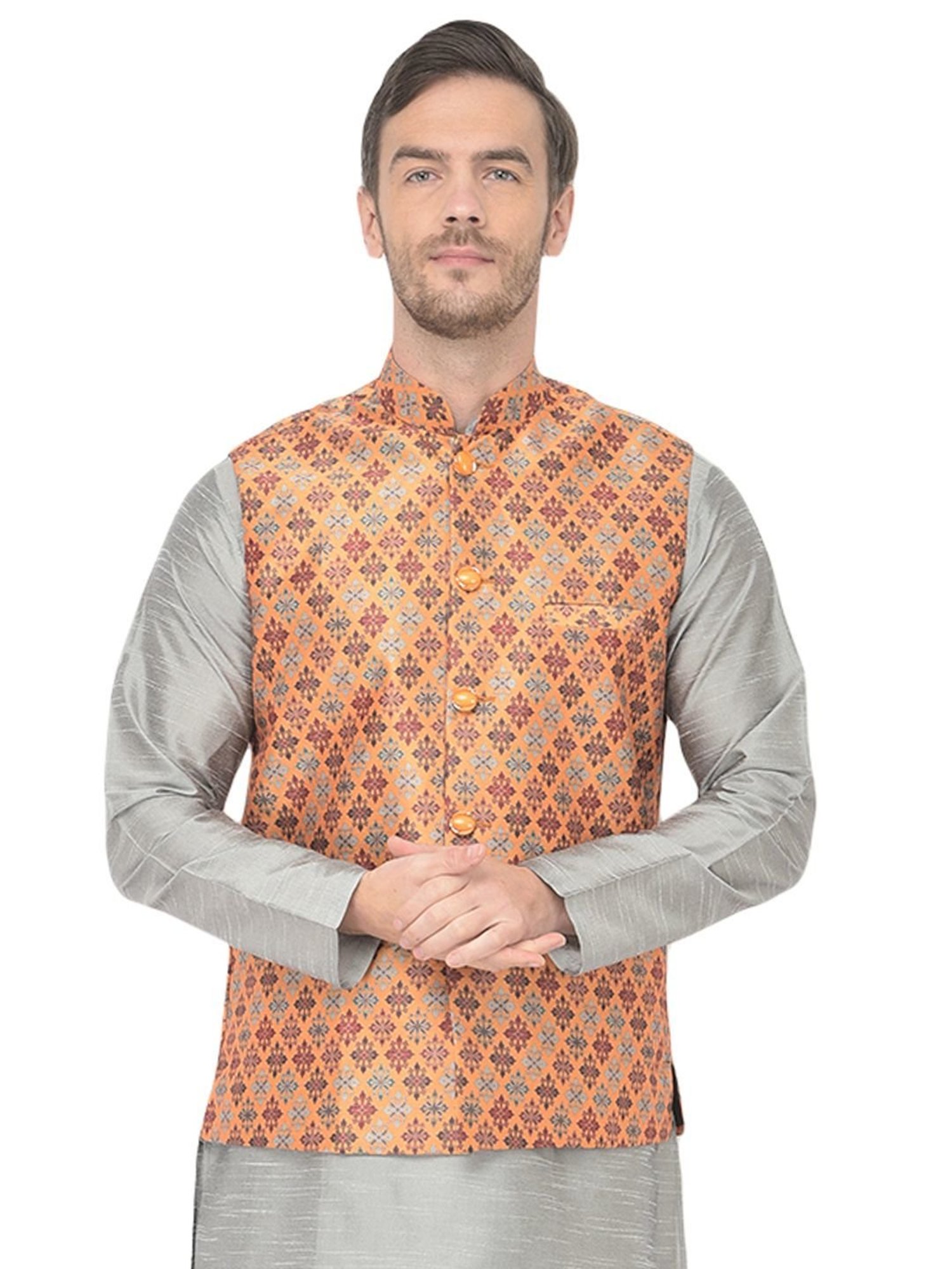 SG LEMAN Multi Regular Fit Printed Nehru Jacket