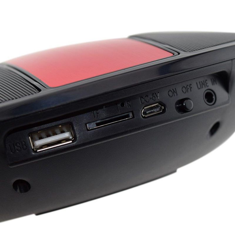 ChiTronic Sardine Airship SDY-021 HiFi Bluetooth Stereo Audio Speaker Music Player FM Radio + Alarm Clock,Black+Red