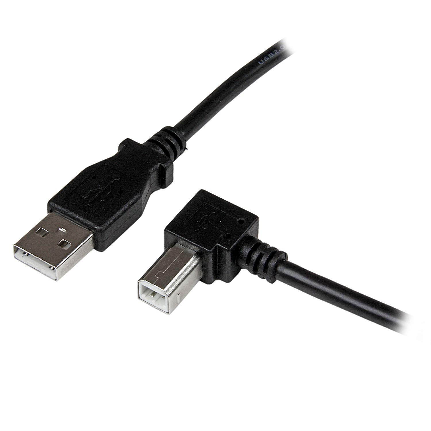 1m USB 2.0 A to Right Angle B Cable Cord - 1 m USB Printer Cable - Right Angle USB B Cable - 1x USB A (M), 1x USB B (M)