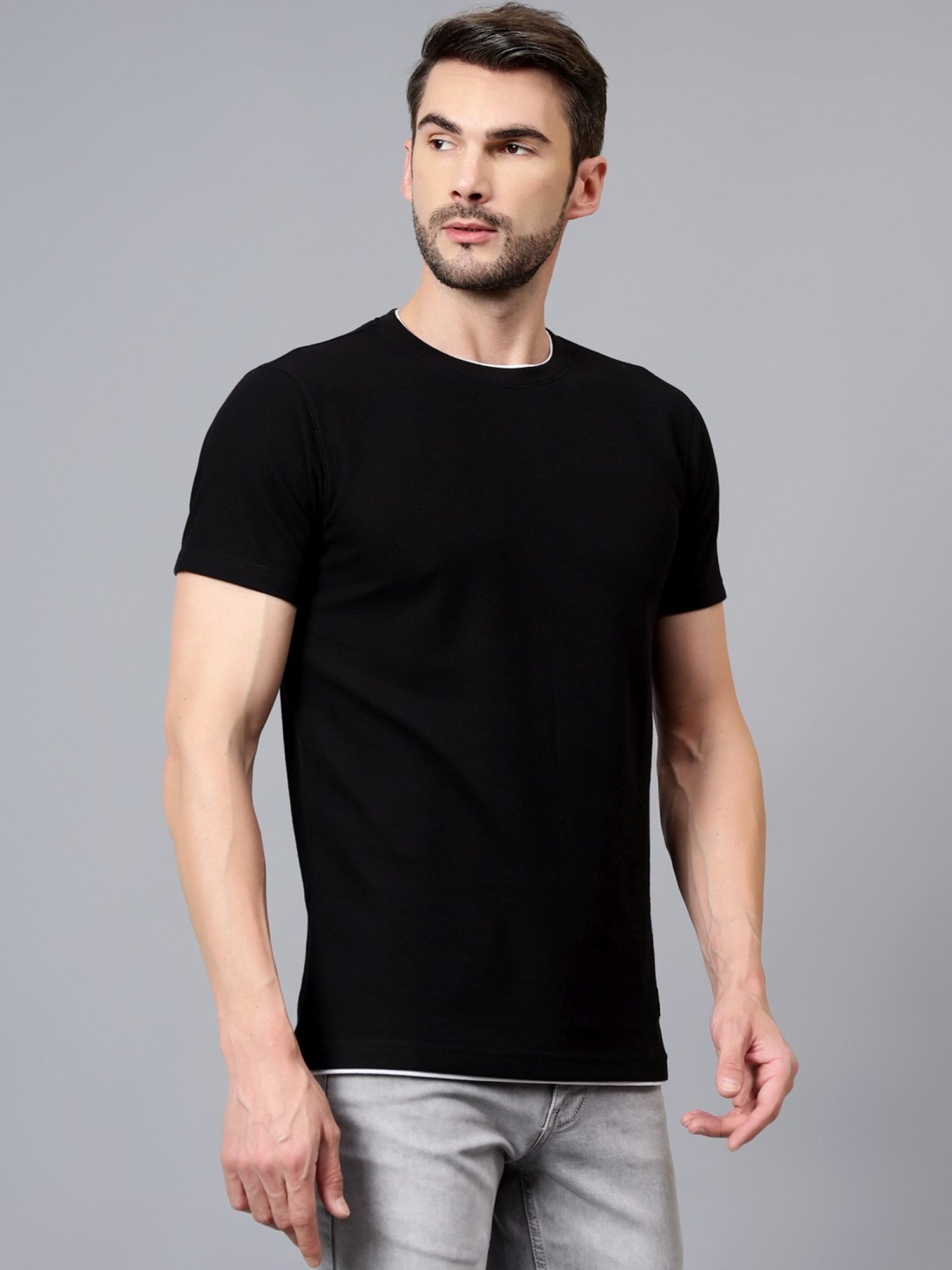 Cantabil Black Regular Fit T-Shirt