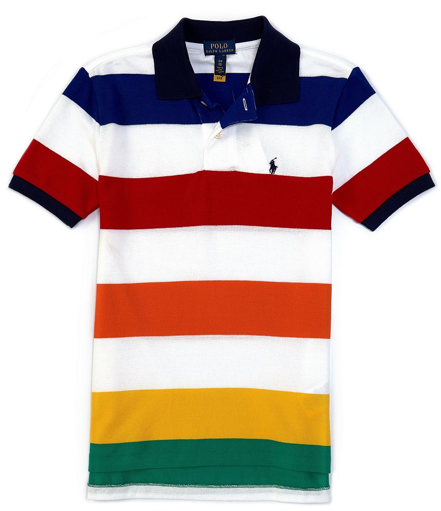 Polo Ralph Lauren Big Boys 8-20 Short-Sleeve Rainbow Bold-Stripe Mesh Polo