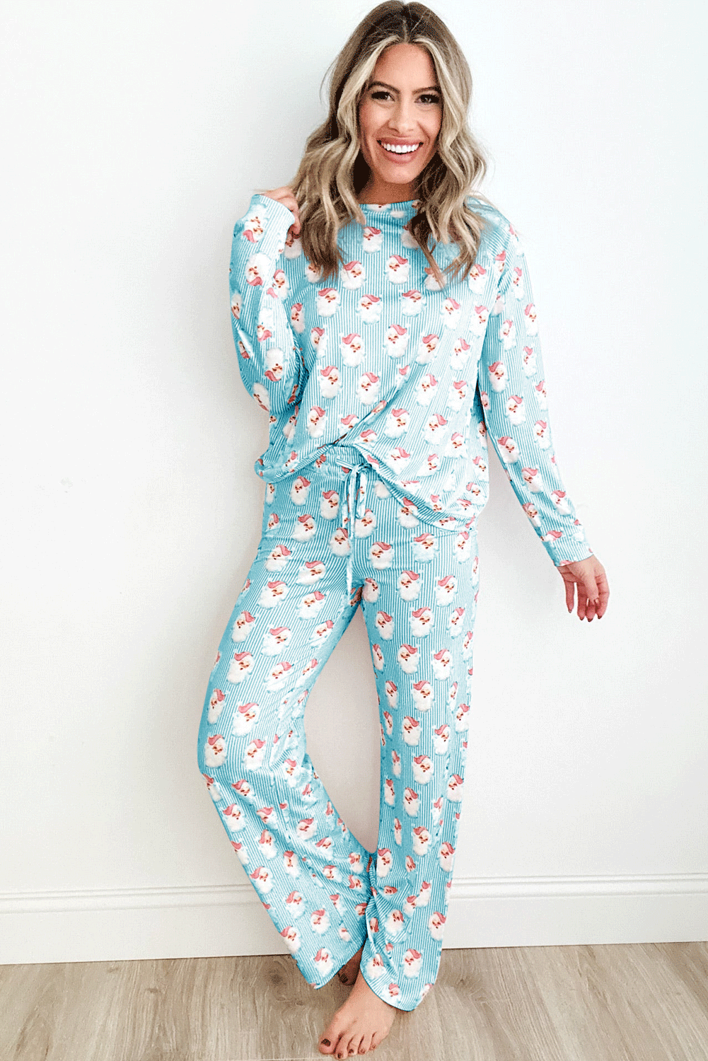 White Christmas Pullover and Drawstring Pants Pajama Set