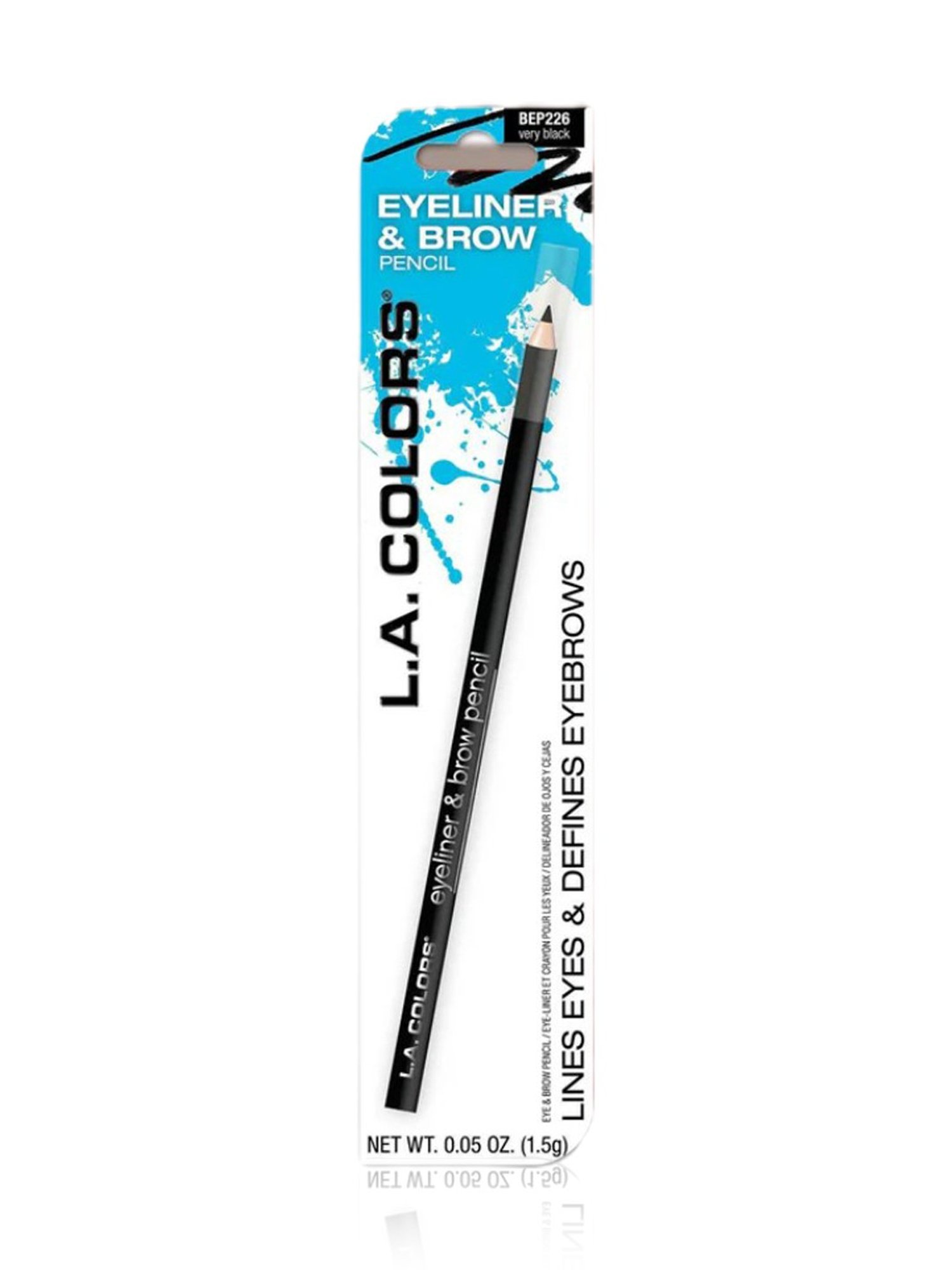 L.A. Colors Eyeliner & Brow Pencil Very Black - 1.5 gm