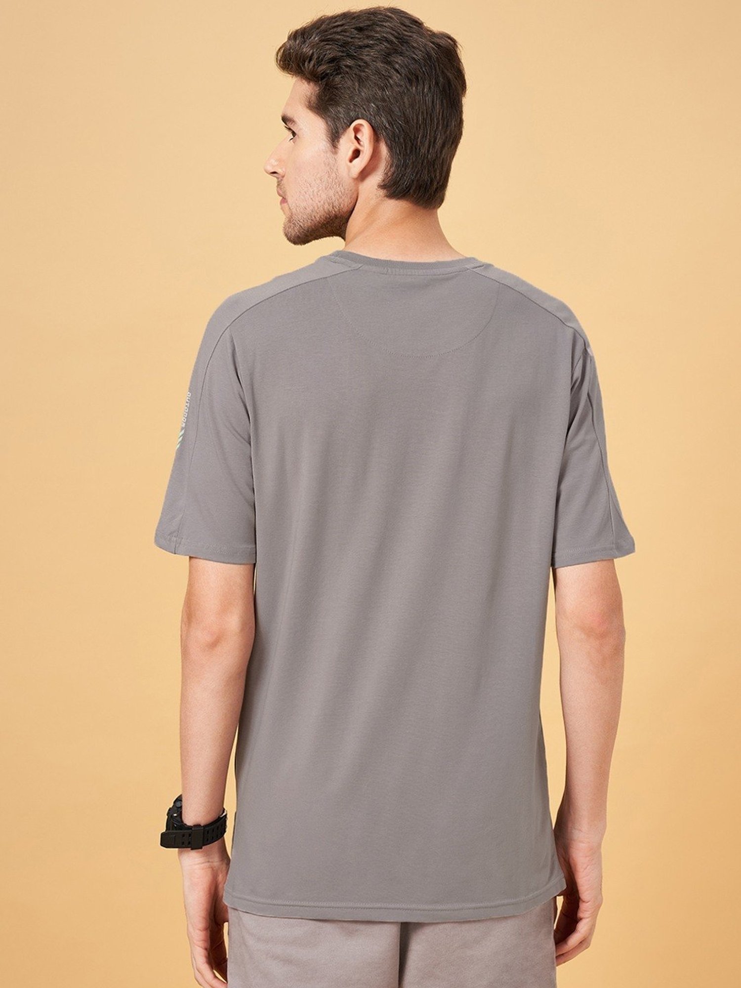 Ajile by Pantaloons Steel Grey Slim Fit Printed T-Shirt