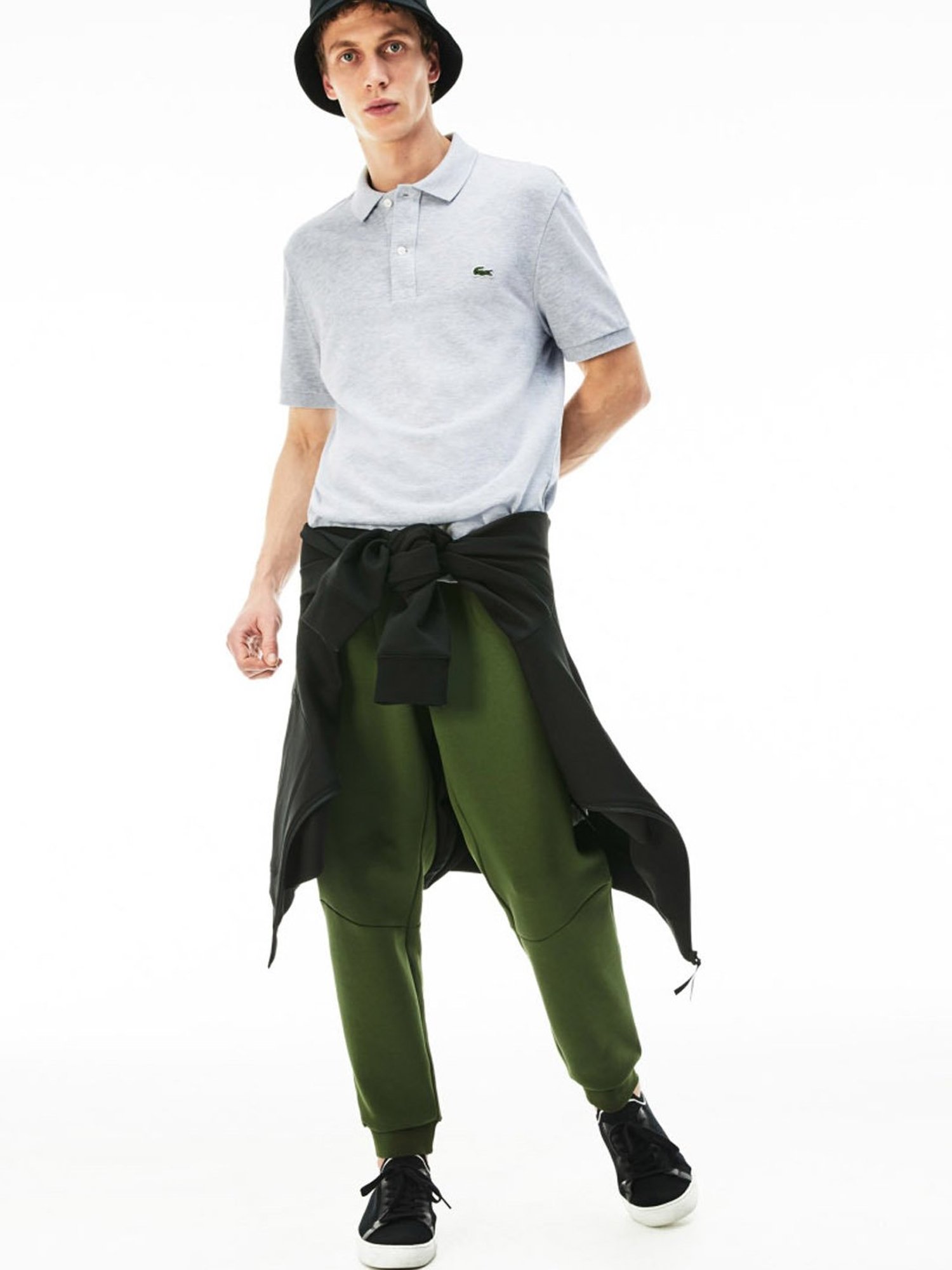 LACOSTE Grey Melange Cotton Slim Fit T-Shirt