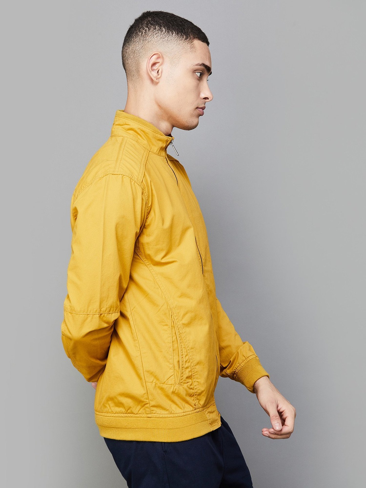 Bossini Yellow Cotton Regular Fit Jacket