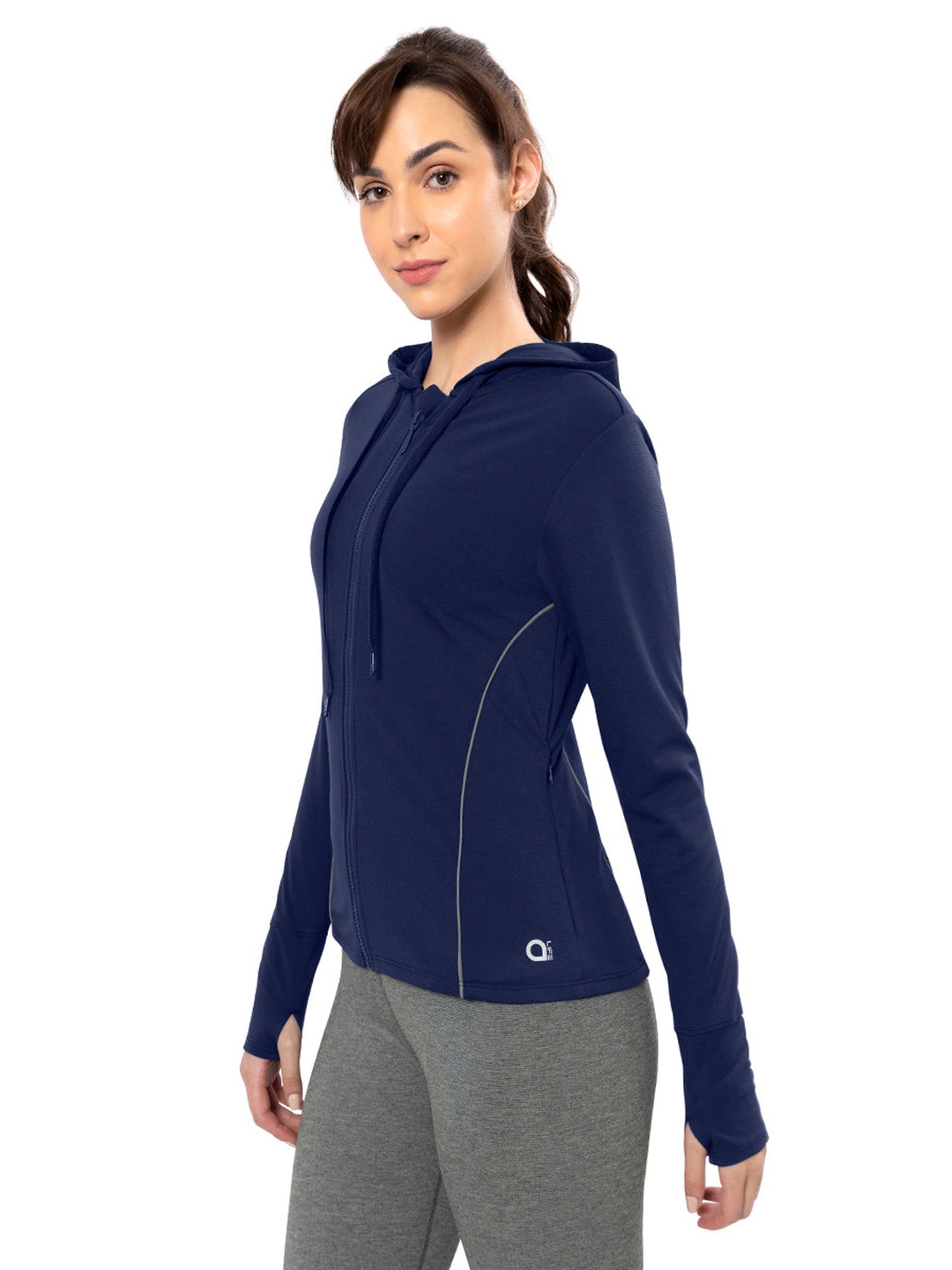 Amante Blue Hooded Sports Jacket