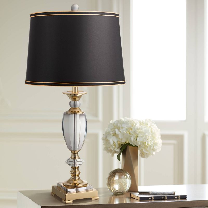 Vienna Full Spectrum Traditional Table Lamp Brass Cut Glass Urn Black Gold Hardback Drum Shade for Living Room Bedroom Bedside