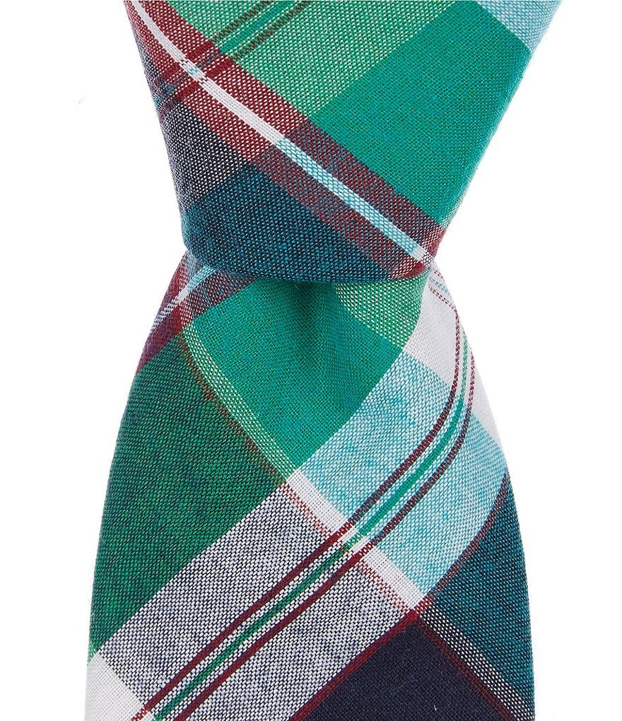 Roundtree & Yorke Madras Plaid Skinny 2 3/4#double; Silk Tie