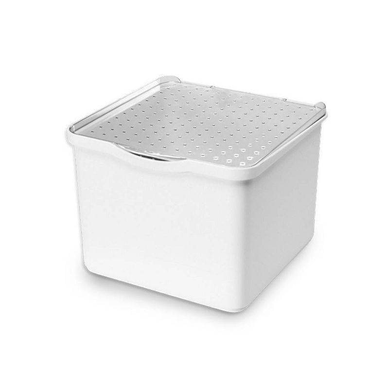 Small Stacking Bin with Lid Clear/White - Madesmart