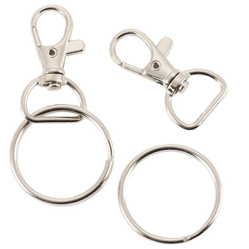 Juvale 150 Pack Metal Swivel D-Ring Lobster Clasps with Split Key Rings (1.5 inches)