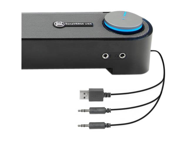 GOgroove UBR PC Computer Speaker Soundbar 6 Watts with Angled Design, 3.5 mm Headphone + Microphone Jack and One Button Volume - Works with Dell, HP, Toshiba and More Laptop / Desktop Computers