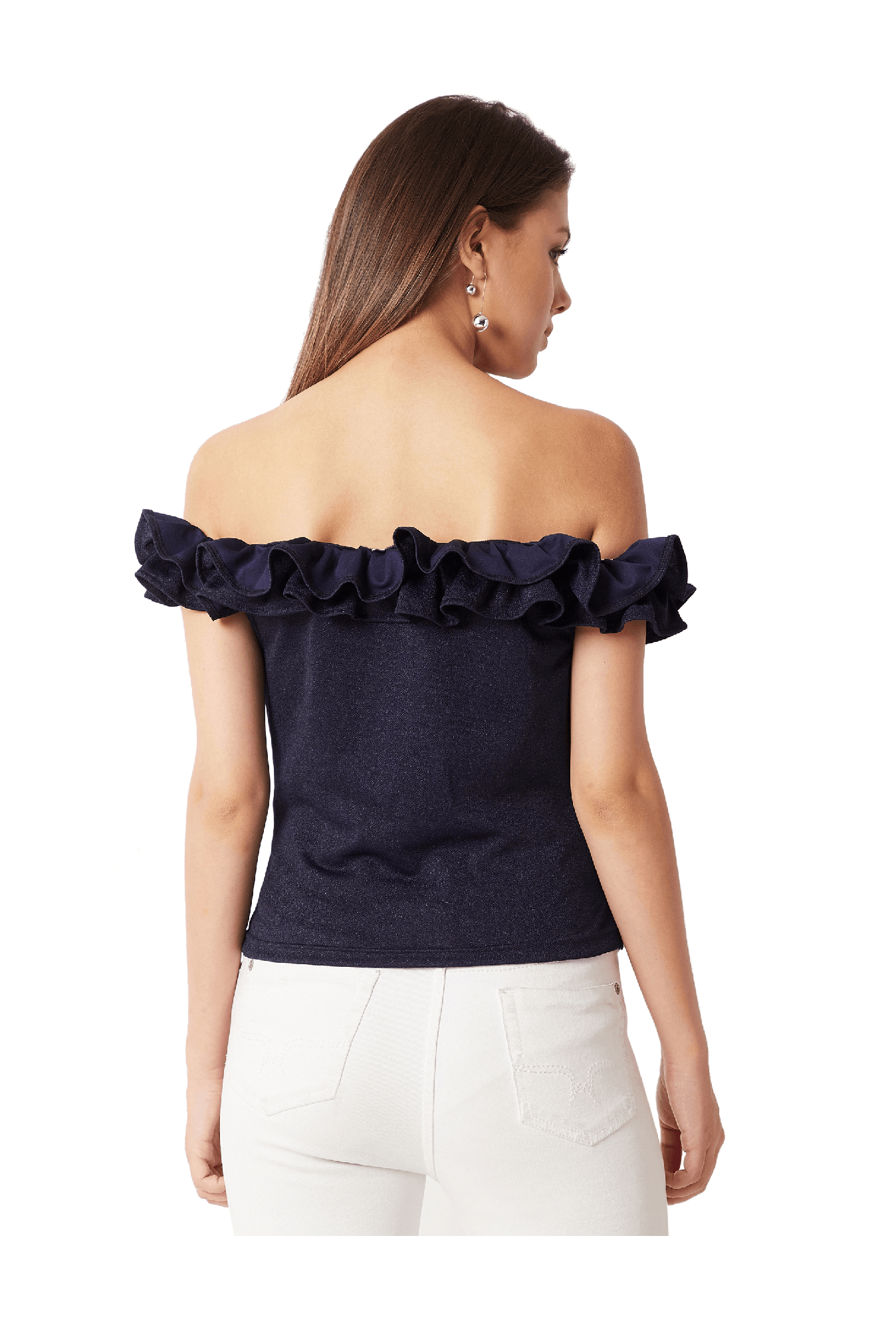 Miss Chase Navy Embellished Top