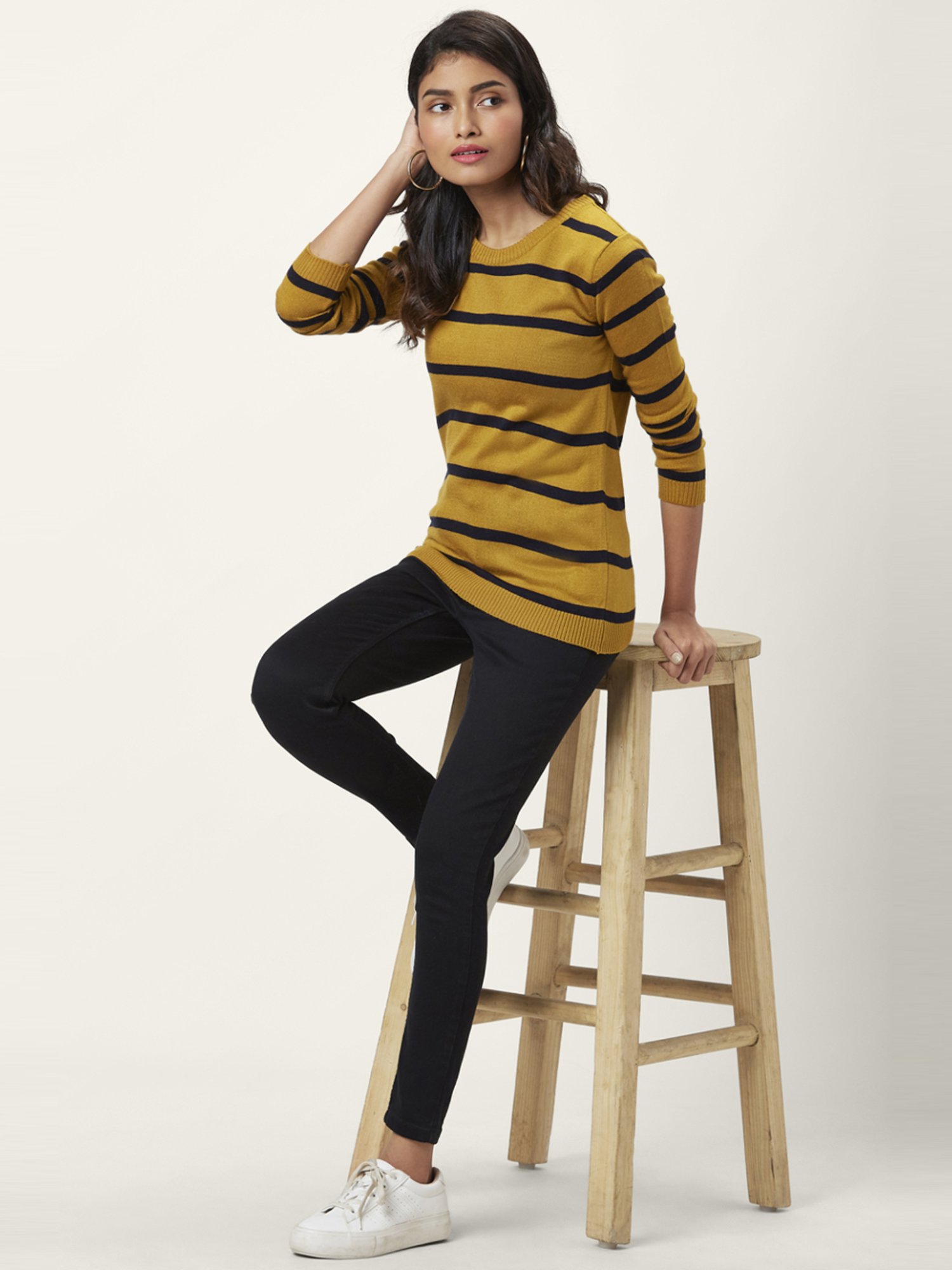 Honey by Pantaloons Mustard Striped Sweater
