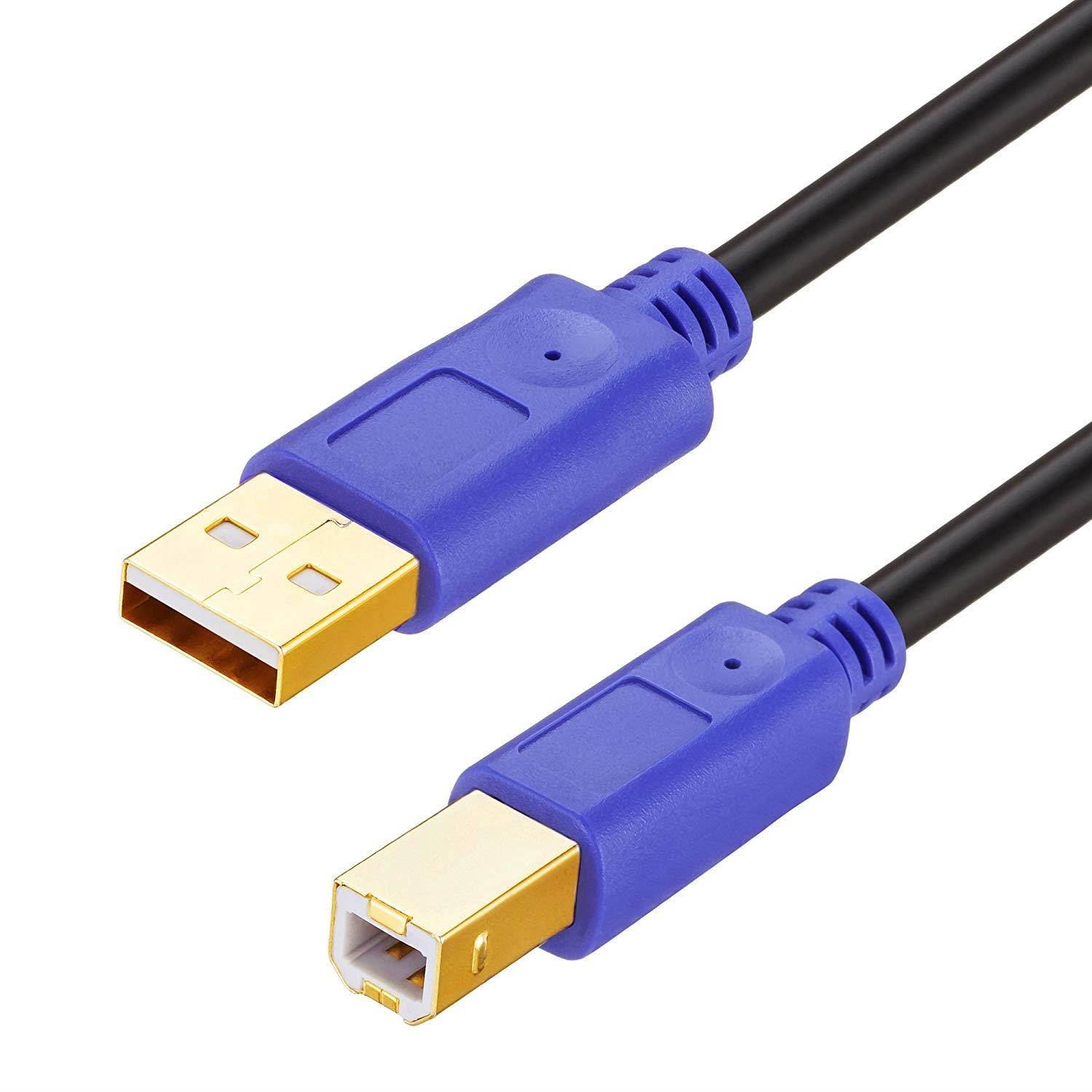 Printer Cable 20ft,LiuTian USB 2.0 Cable Printer Cable High Speed Gold-Plated Connectors Printer Scanner Cable Cord A Male to B Male for HP, Canon, Lexmark, Epson, Dell, Xerox, Samsung etc &hellip;