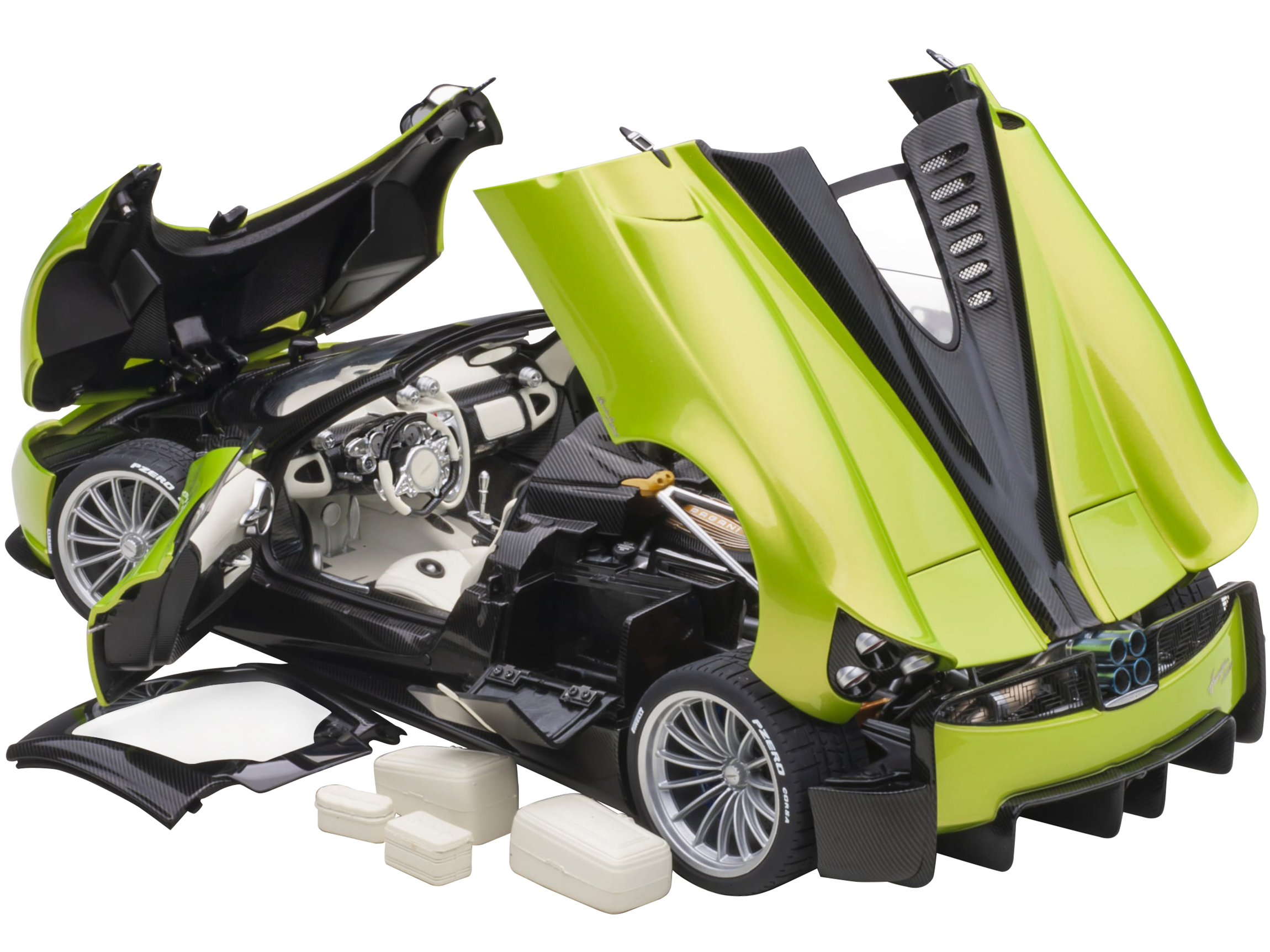 Pagani Zonda Revolucion Purple Metallic and Carbon with Extra Wheels 1/64 Diecast Model Car by CM Models