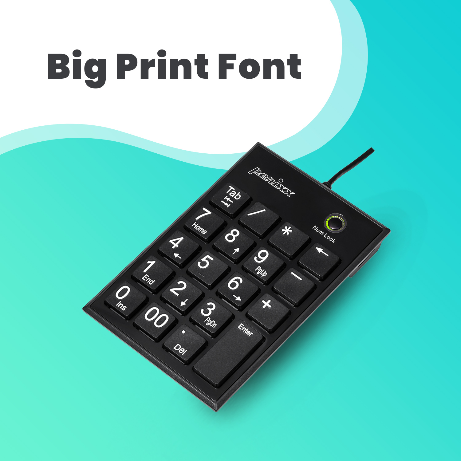 Perixx PERIPAD-303 Wired USB Backlit Mechanical Numeric Keypad, Kailh Brown Switch Illuminated Number Keypad with Office Shortcut Keys, Full Size 22 Keys