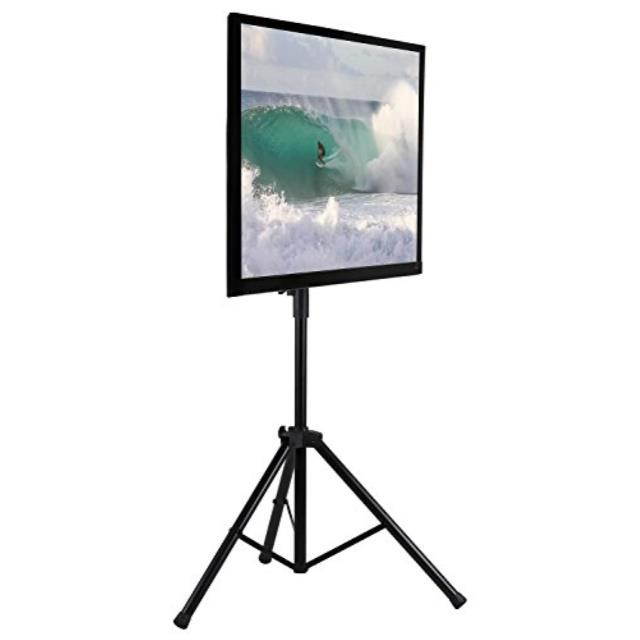 mountit! lcd flat panel tv tripod, portable tv stand fits lcd led flat screen tv sizes 3270 inch, adjustable height pole, supports up to 77 lbs and vesa 600x400 mi874