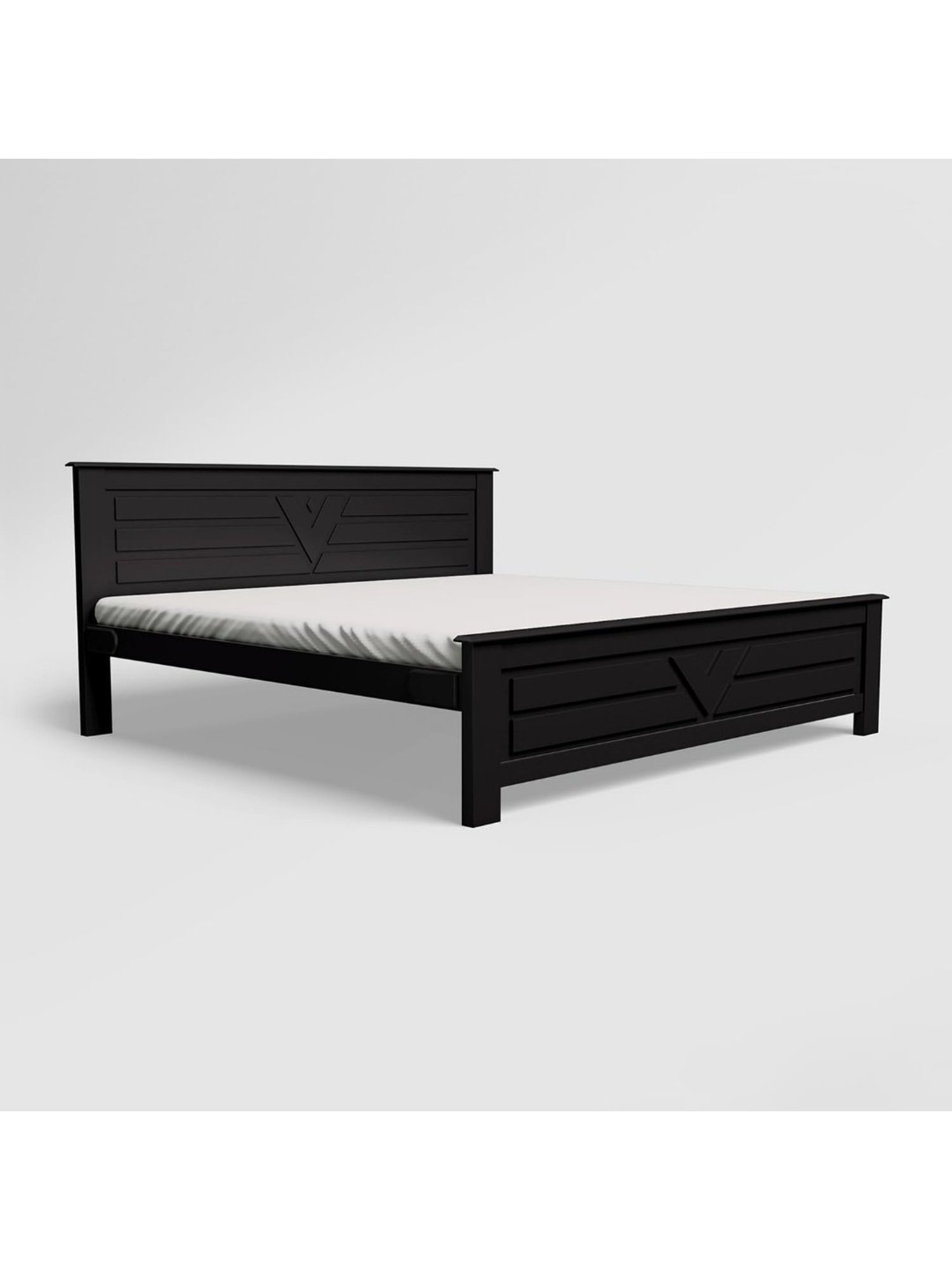Godrej Interio Sketch Black Solid Wood Queen Size Bed