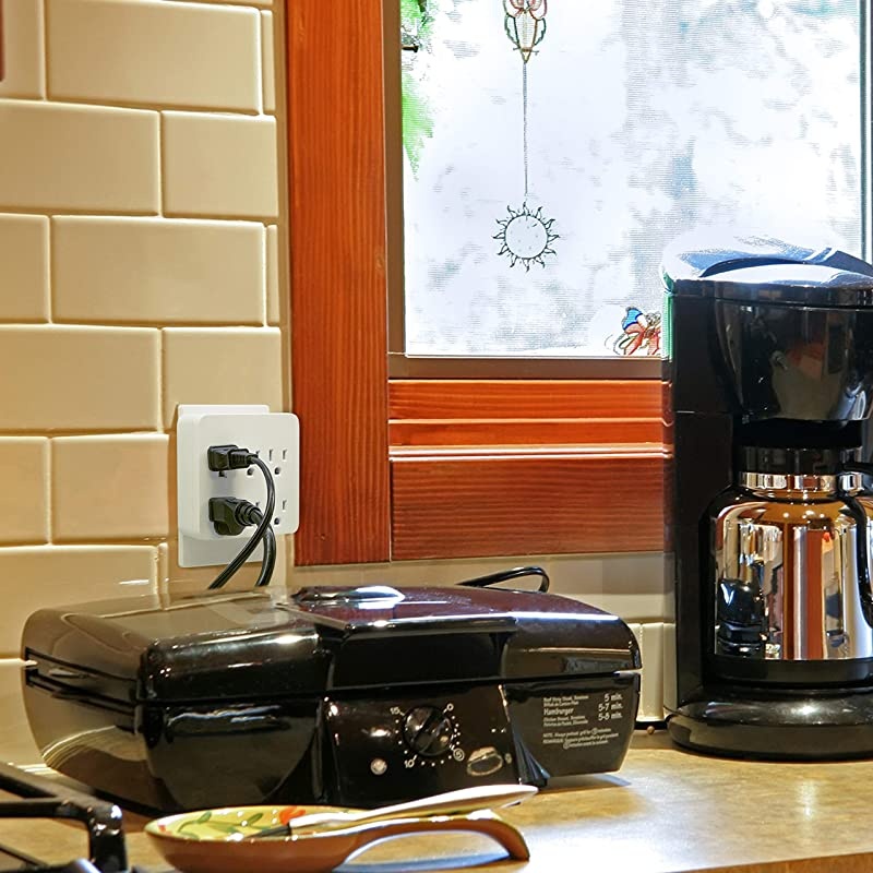 Pro 6-Outlet Sur Protector, 2 Pack, 3-Prong Wall Adapter, Charging Station, 1020 Joules Protection Rating, Automatic Shutdown, Sleek Design, White, 50051