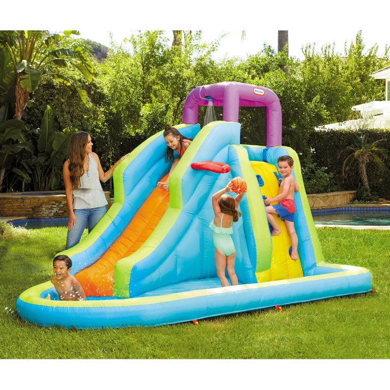 Costway Inflatable Water Slide Crab Dual Slide Bounce House Splash Pool W/ 950W Blower