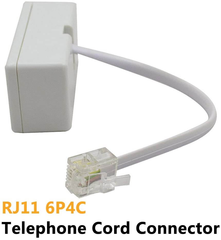Two Way Telephone Splitters,  Male to 2 Female Converter Cable RJ11 6P4C Telephone Wall Adaptor and Separator for Landline (White, 2 Pack)