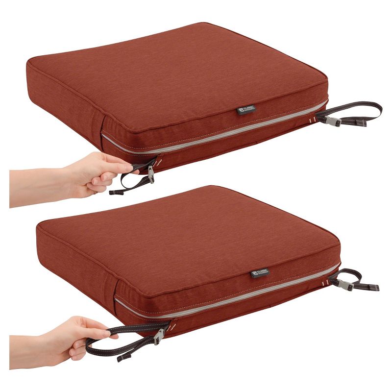 Montlake Fadesafe Rectangular Patio Dining Seat Cushion Set - Heather Henna Red - Classic Accessories
