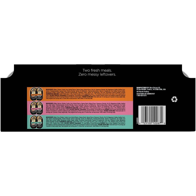Sheba Perfect Portions Cuts In Gravy Chicken, Salmon & Tuna Entrée Premium Wet Cat Food - 2.6oz/18ct Variety Pack