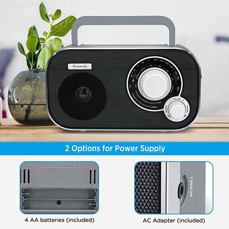 Portable AM FM Radio with Great Reception Battery Operated Radio AC Outlet Powered Radios with Headphone Jack Handheld Transistor Radios Small Gifts for Seniors Emergency Indoor Outdoor