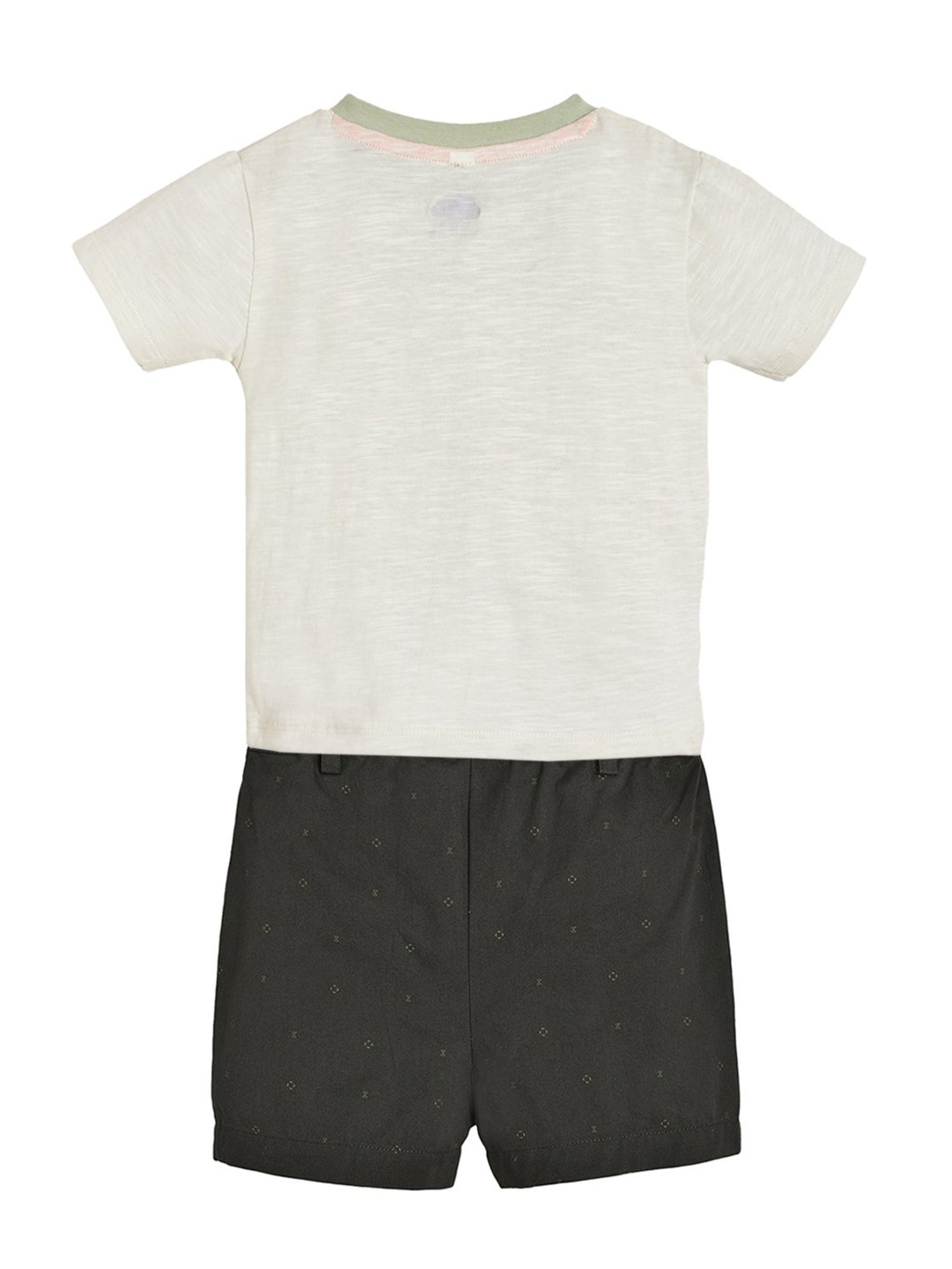MiArcus Kids White & Black Printed T-Shirt with Shorts