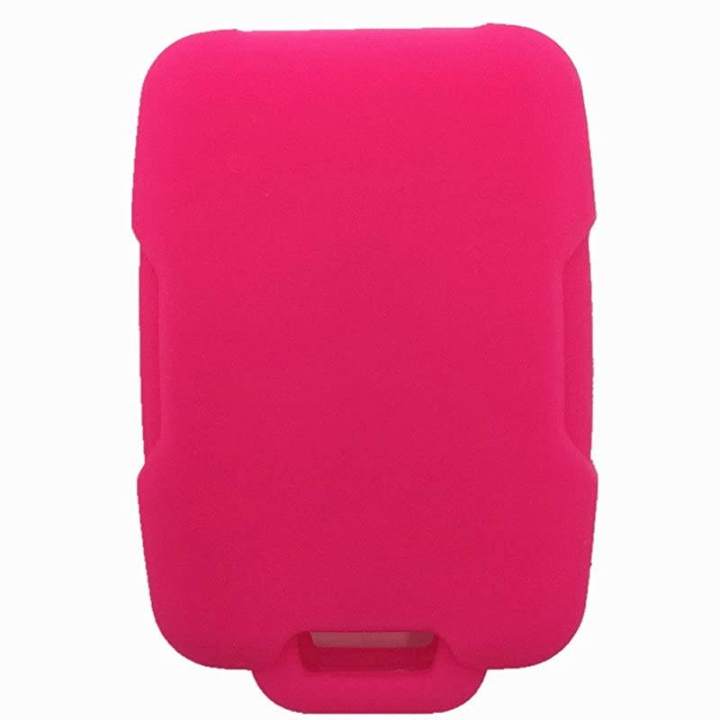 Hot Pink Silicone Rubber Key Fob Case Key Cover Keyless Remote Jacket Skin Protector fit for Chevrolet Silverado Colorado GMC Sierra Yukon Cadillac