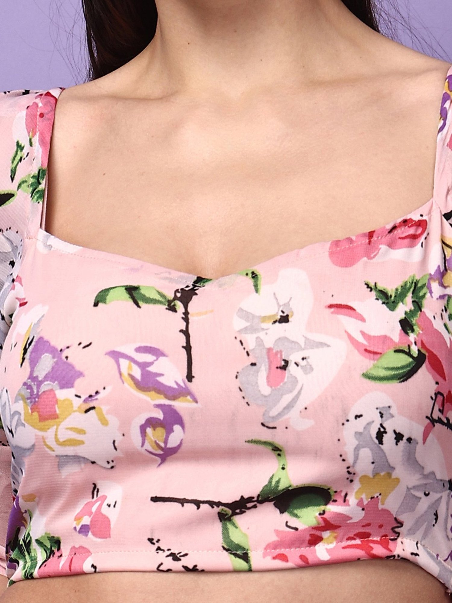 Scorpius Pink Floral Print Crop Top