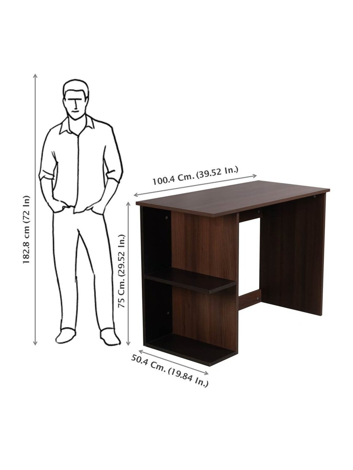 Delite Kom Valor Acacia Dark Beige Engineered Wood Free Standing Study Table