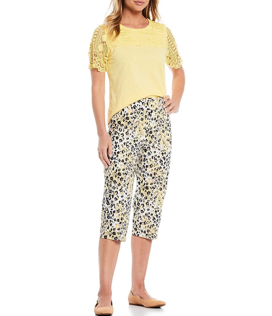 Ruby Rd. Petite Size Double Face Stretch Embellished Hem Capri Pants