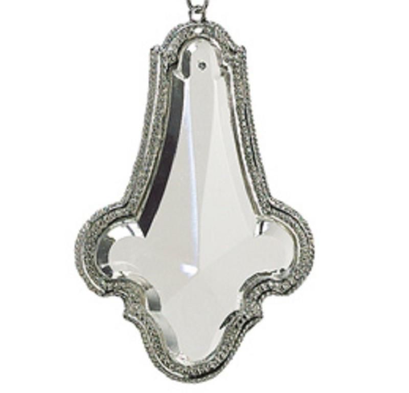 Allstate 8" Classy and Classic Crystal Pendant Drop Christmas Ornament - Silver