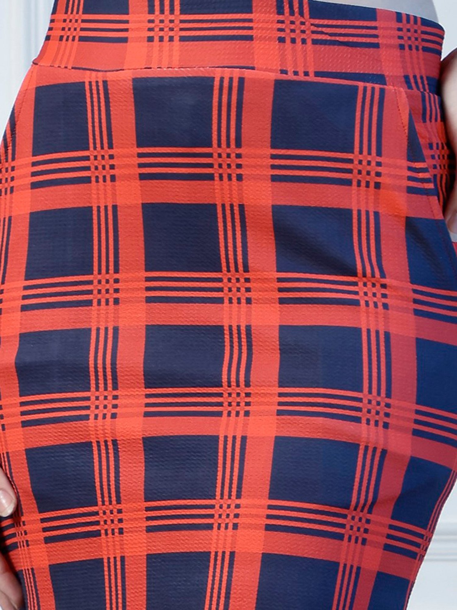 NEUDIS Red Checks Midi Skirt