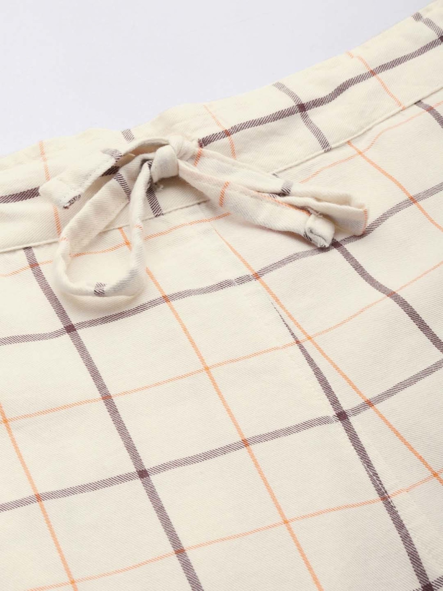 Clt.s Beige Cotton Chequered Kurti Palazzo Set