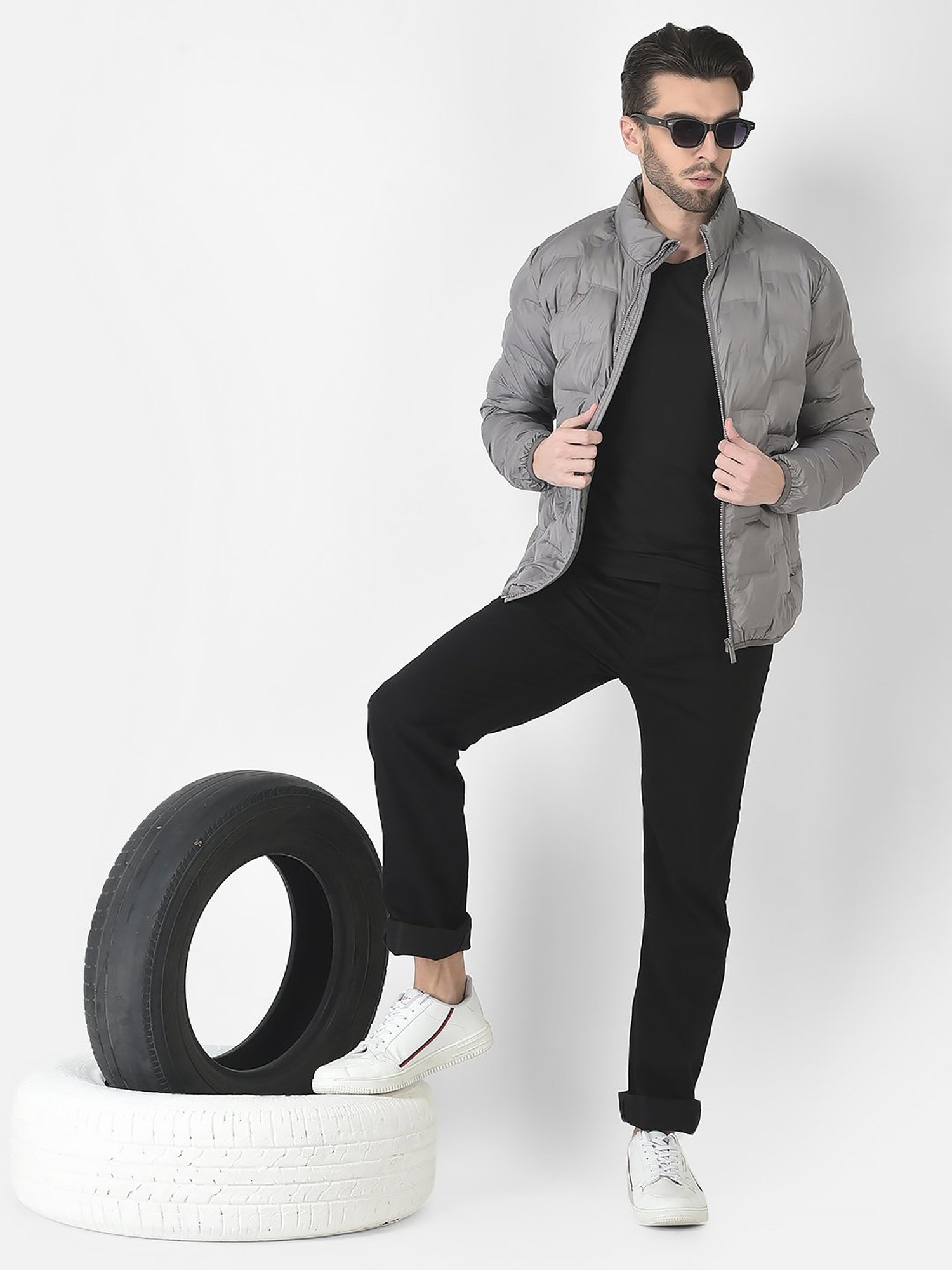 Crimsoune Club Grey Regular Fit Quilted Jacket