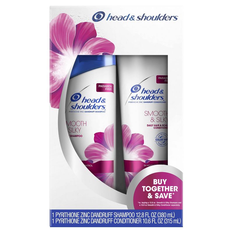 Head and Shoulders Smooth & Silky Paraben Free Dandruff Shampoo and Conditioner Bundle Pack